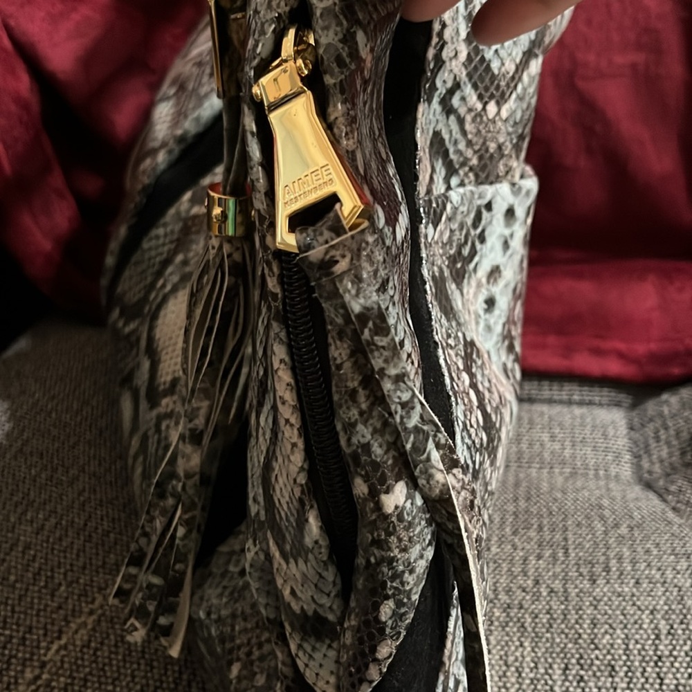 Aimee Kestenberg large hobo, leather snake print with black suede inserts - Picture 5 of 12